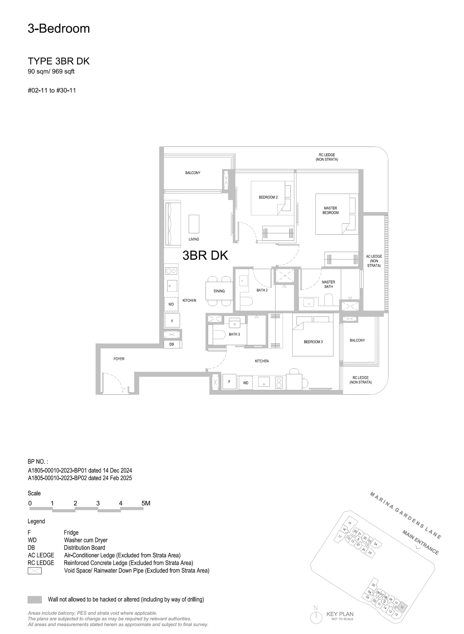 One Marina garden 3 Bedroom dual key floor plan